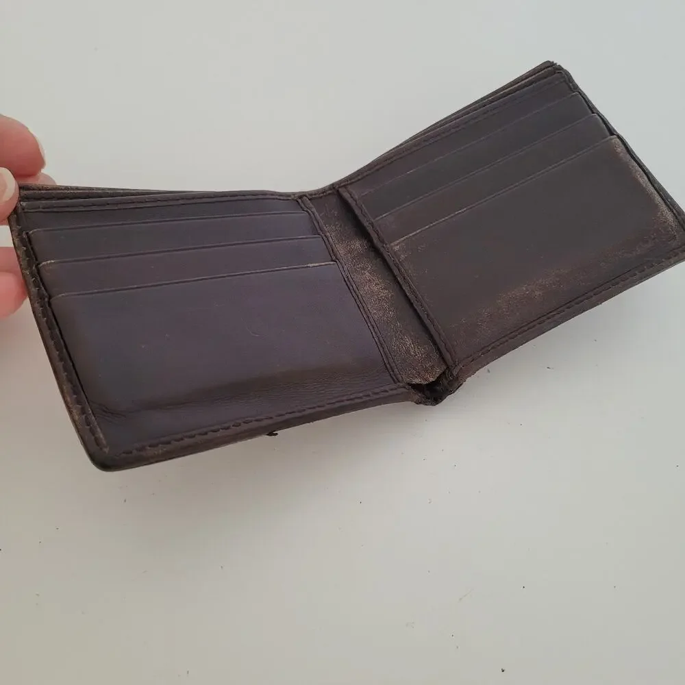 GUCCI GG Interlocking Men's Canvas Leather Card Bill Wallet Bifold Brown Designe